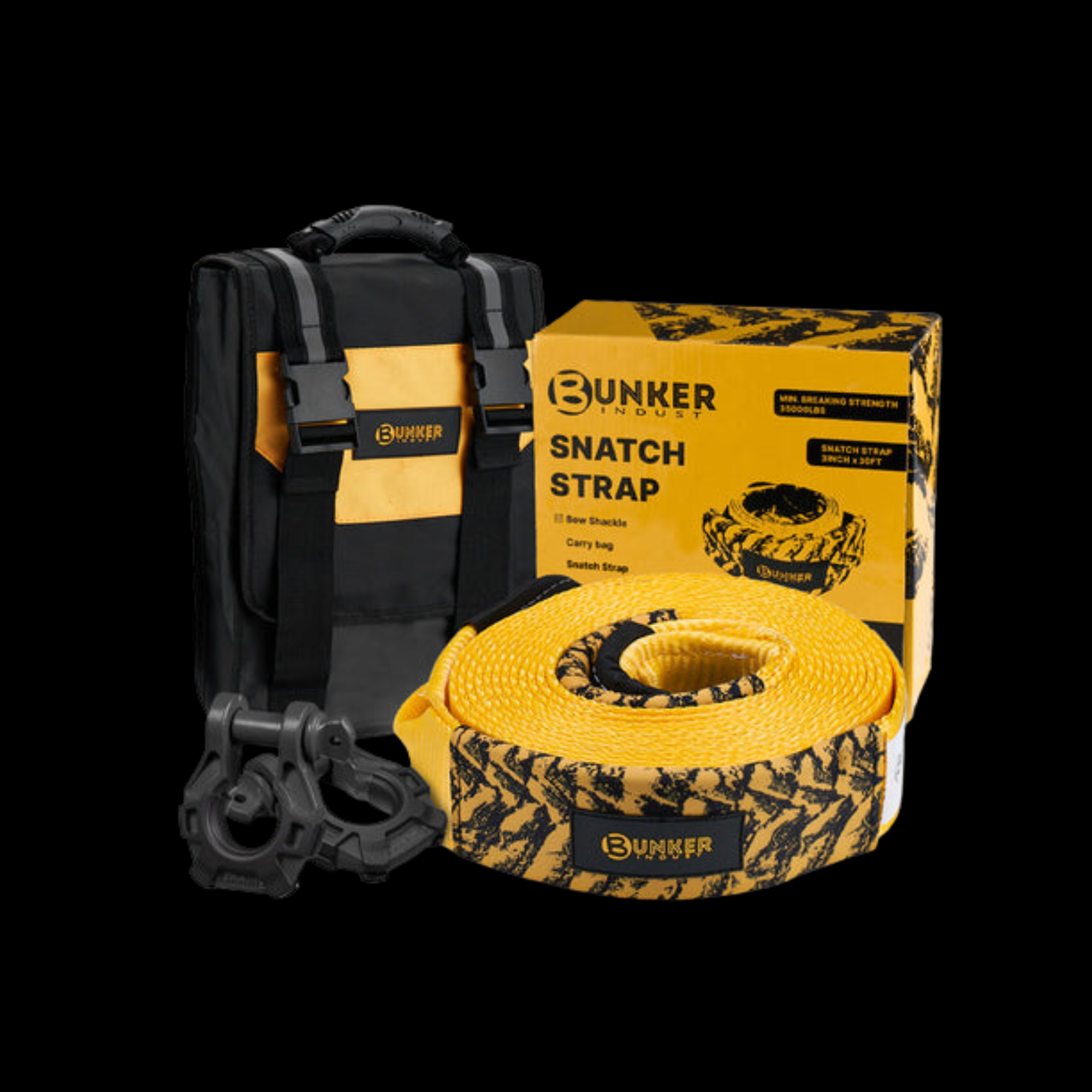 Bunker Indust Snatch Tow Strap with Shackles 9M