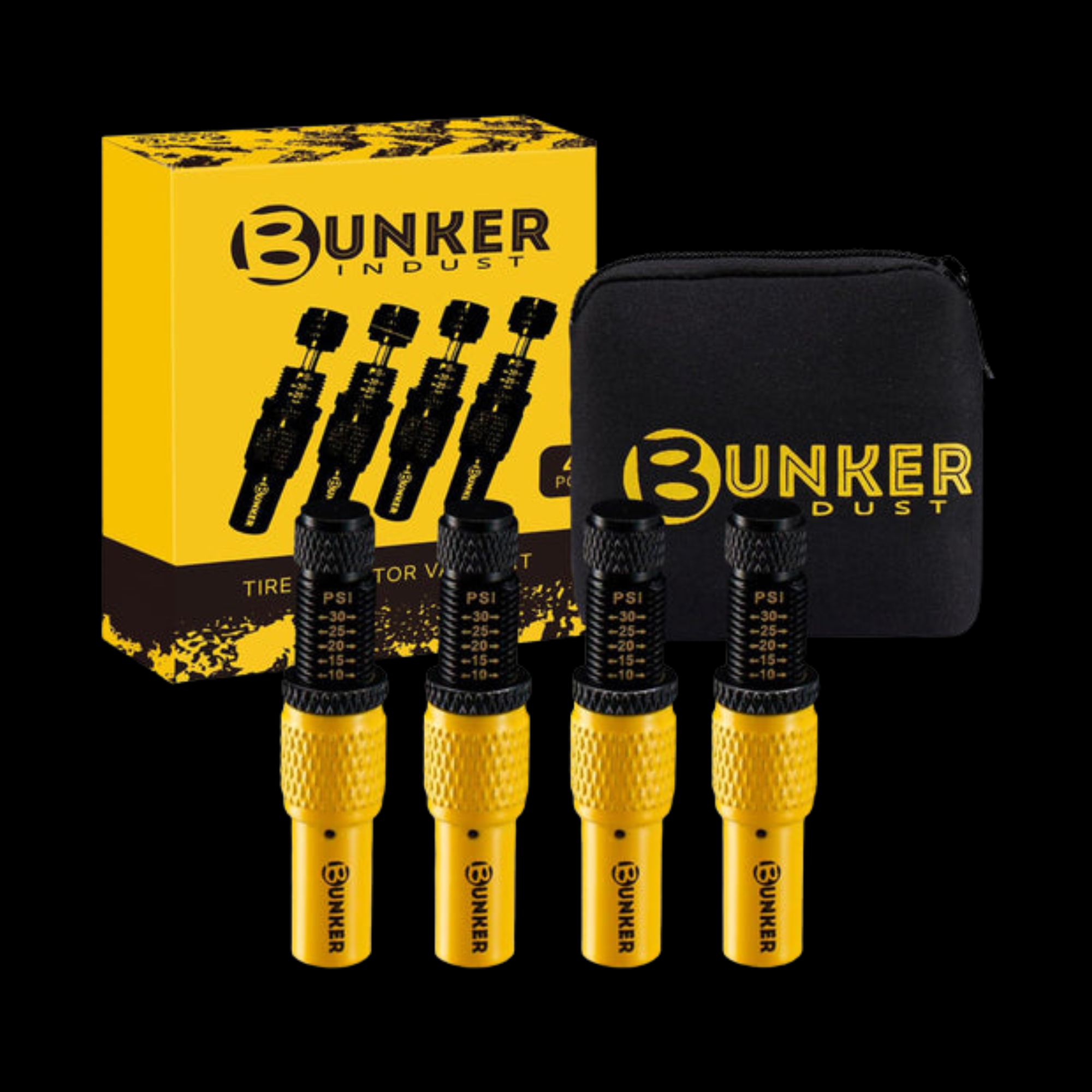 BUNKER INDUST Tire Deflator Auto Stop Adjustable 4PC